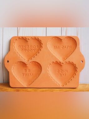 Vintage 90s Heart Cookie Valentine Mold Terra Cotta Bakeware by Boston Warehouse